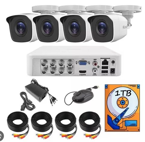 [HITKIT204G4XB120PC] KIT DE 4 CAMARAS HILOOK CON DISCO DURO 1TB
